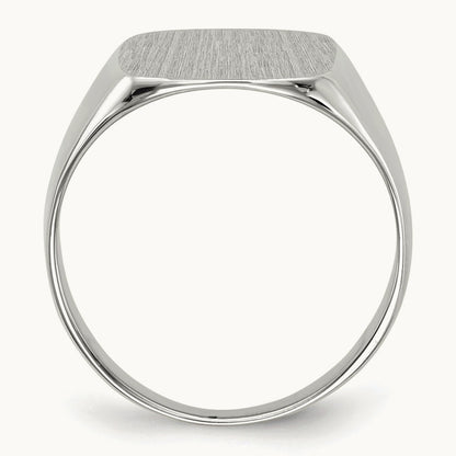 Closed Back Men's Signet Ring — 14K White Gold, 13.5x14.5mm, 10