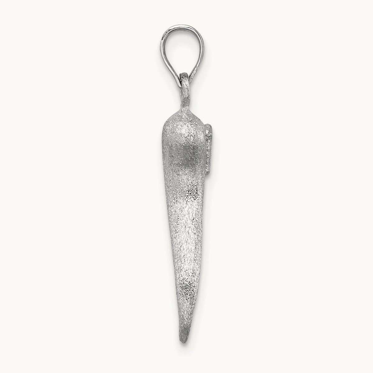 Brushed 3D Italian Horn Pendant — 14K White Gold