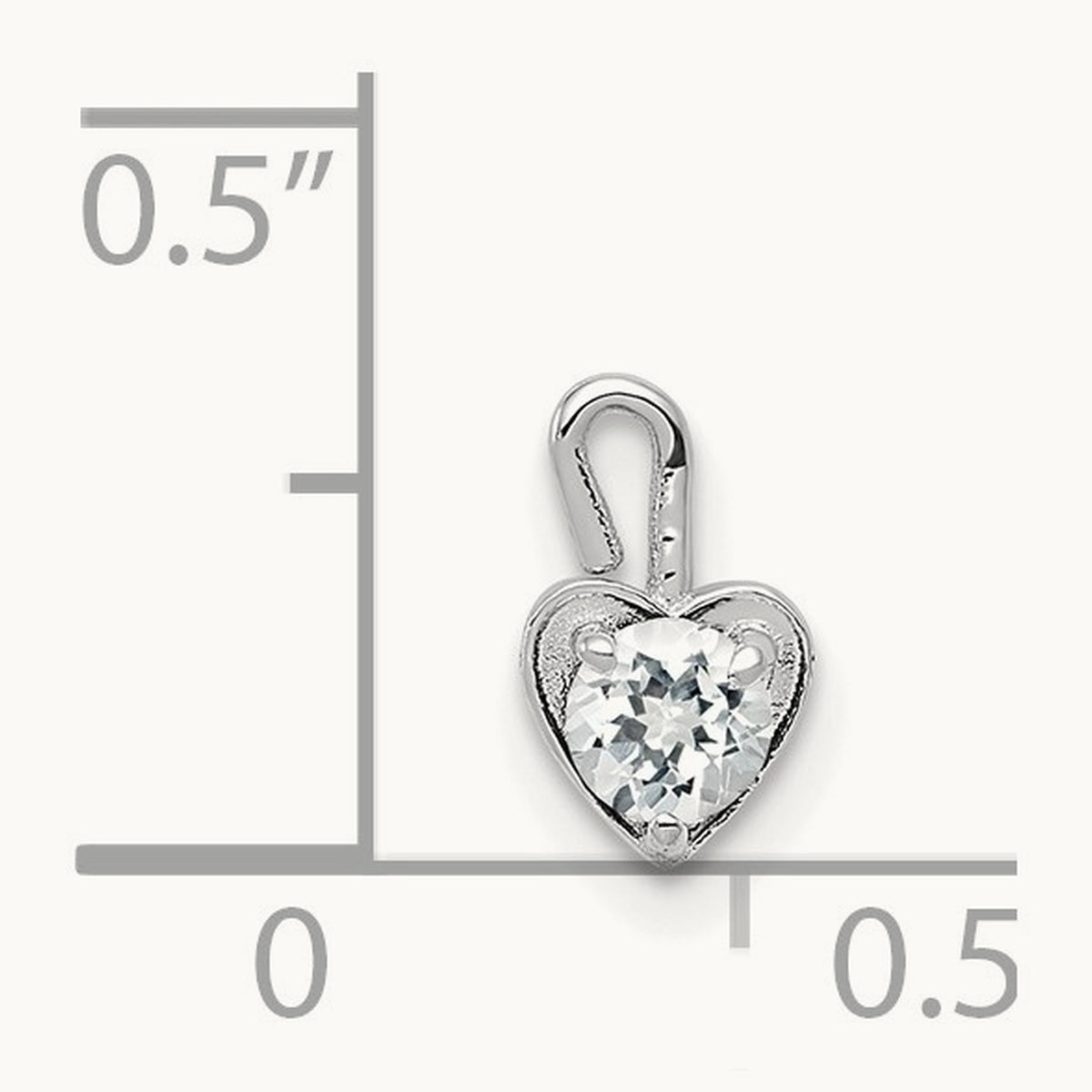 April Synthetic Birthstone Heart Charm — 14K White Gold