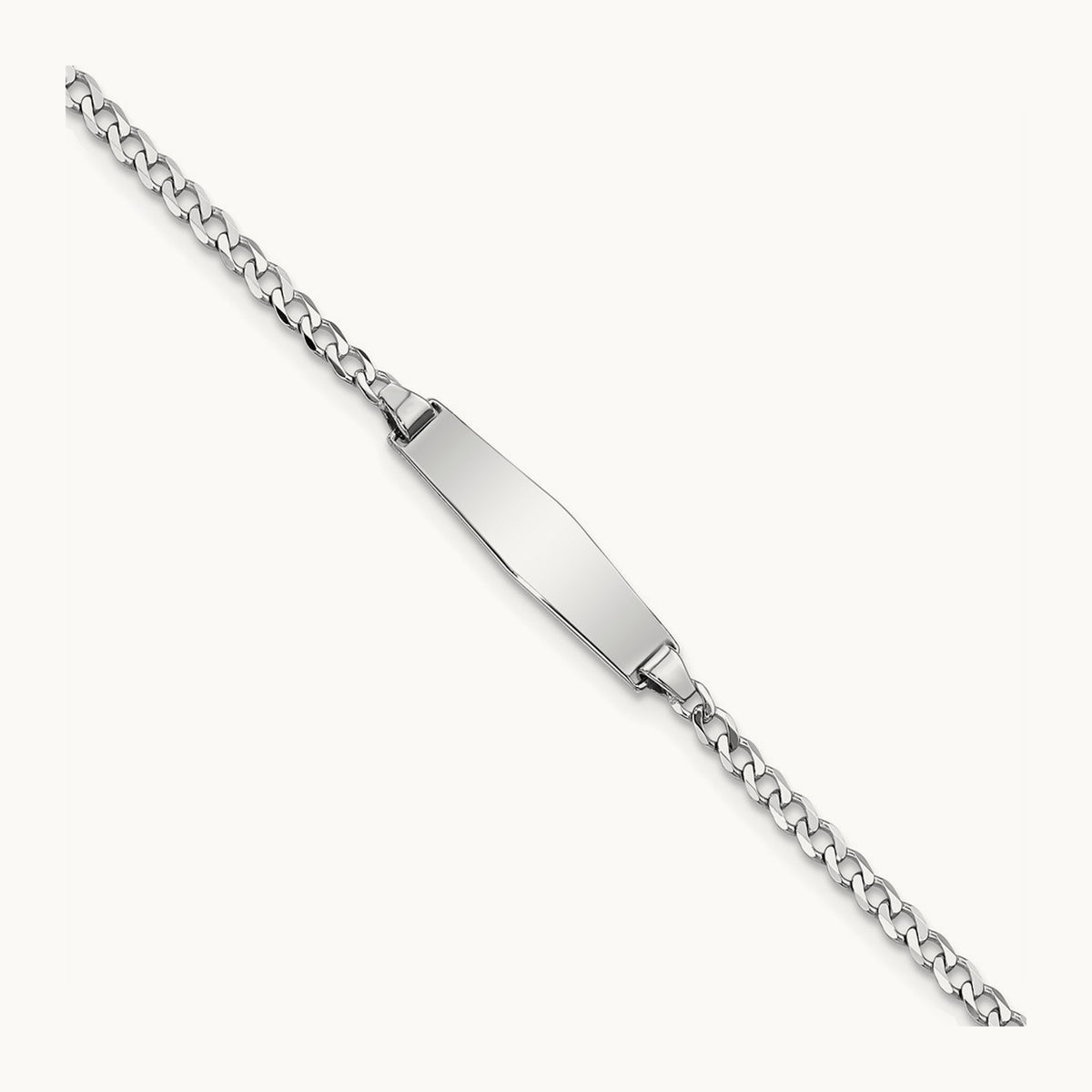 WG Soft Diamond Shape Flat Curb Link ID Bracelet, 14K
