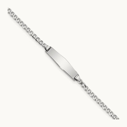 WG Soft Diamond Shape Flat Curb Link ID Bracelet, 14K