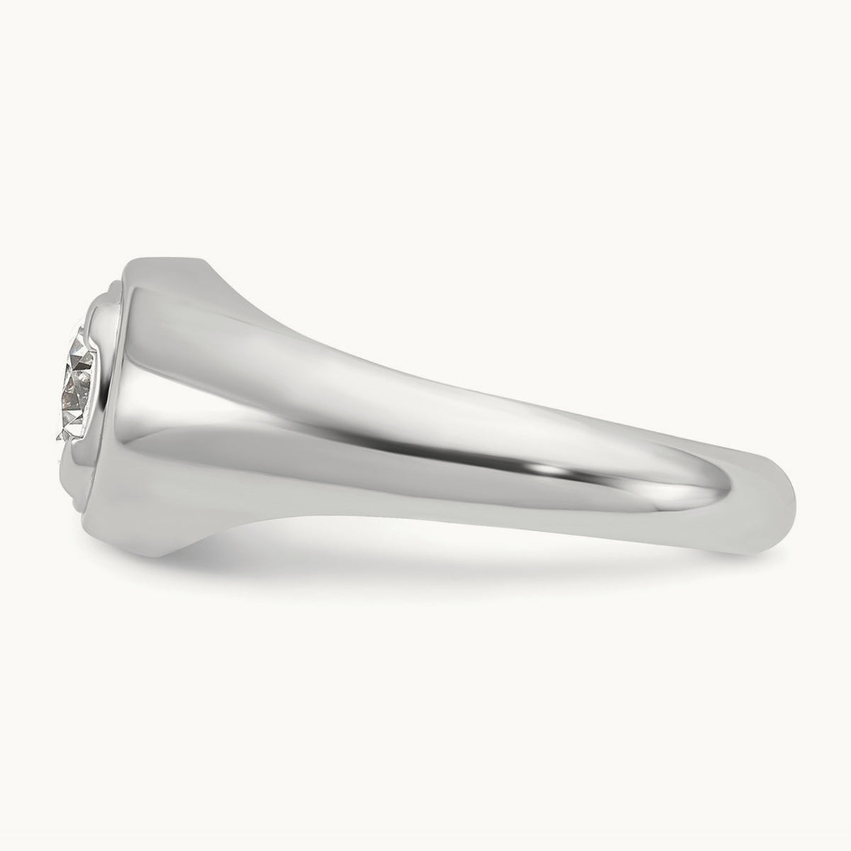 Round Men's Ring — 14K White Gold, 10