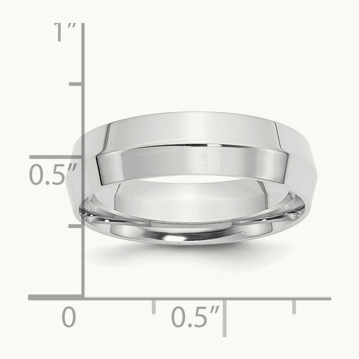 Knife Edge Comfort Fit Band, 6mm, 10K White Gold