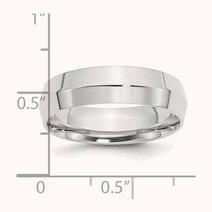 Knife Edge Comfort Fit Band, 6mm, 10K White Gold