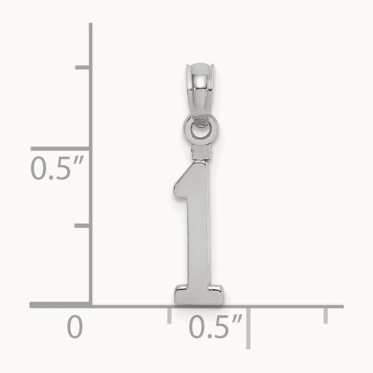 Polished Number 1 Pendant — 14K White Gold, 18.83mm