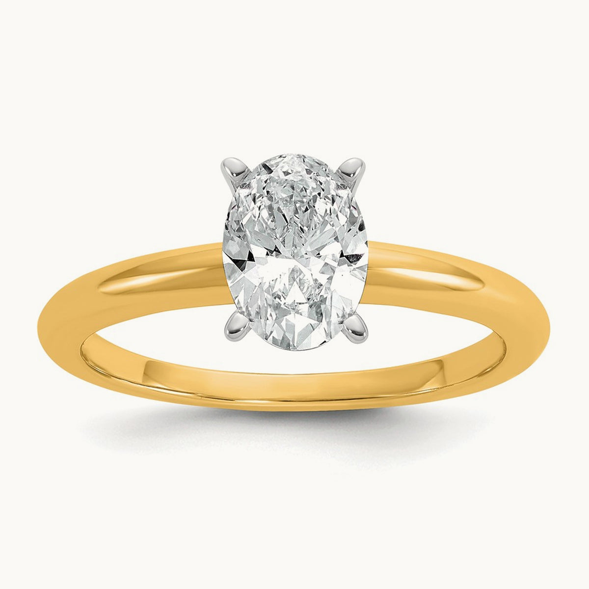 Oval Solitaire Engagement Ring, 0.50-5.00 ct tw Lab-Grown Diamond — 1 ct, 14K Two-Tone