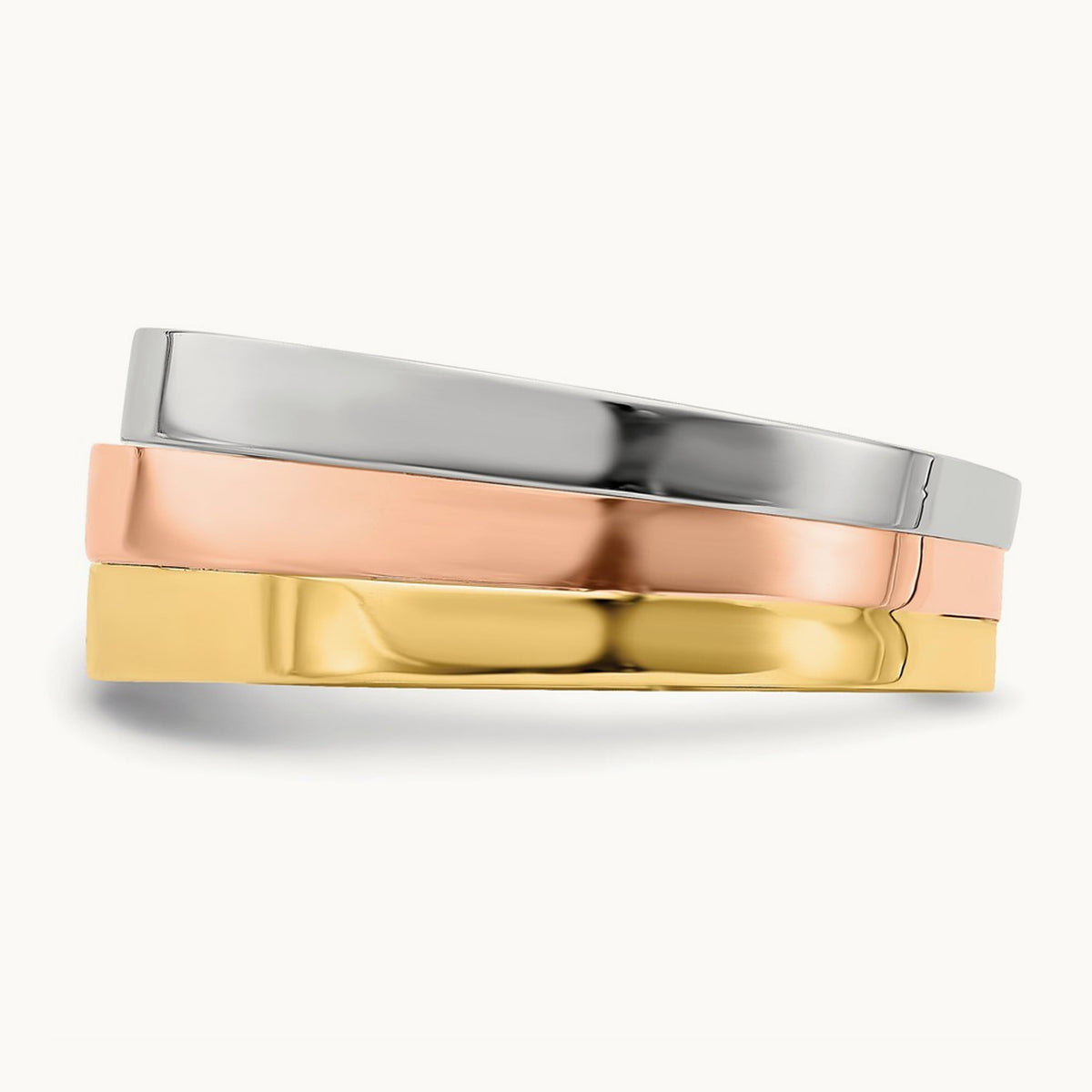 Tri-Color Triple Peaked Top Band, 14K