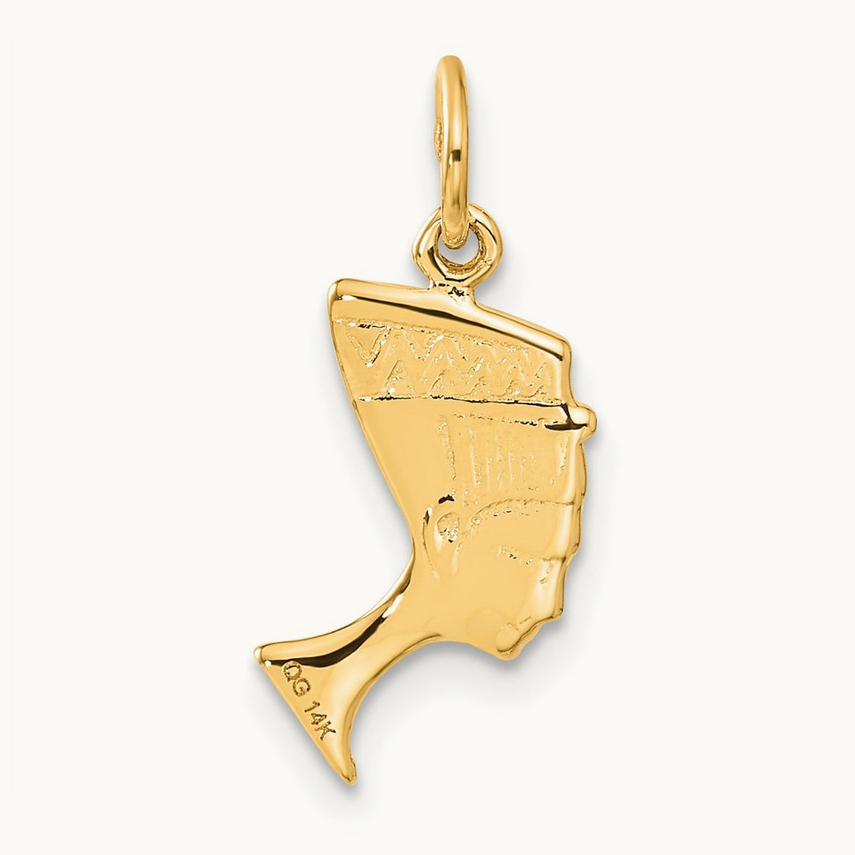 Satin Front / Polished Back Nefertiti Charm, 14K