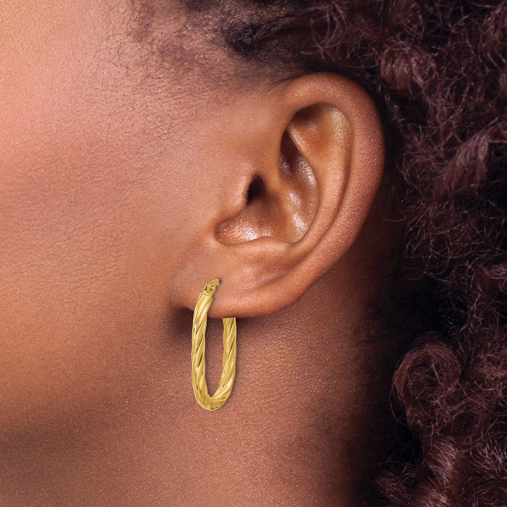 Polished Twisted Oval Hoop Earrings — Leslie's — 14.75mm