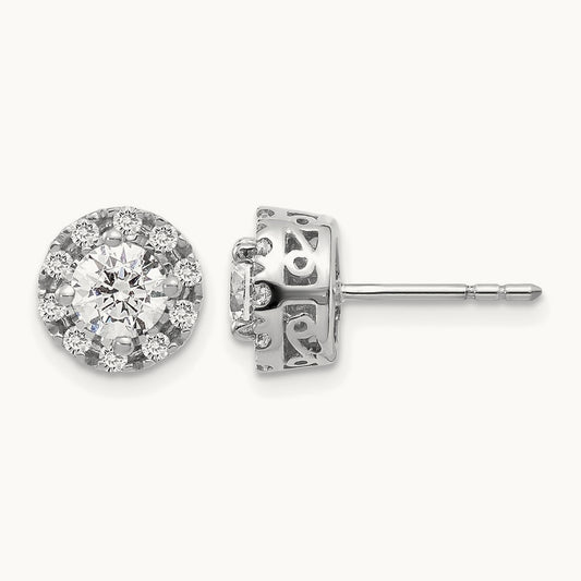 Diamond Semi-mount Stud Earrings, 14K White Gold