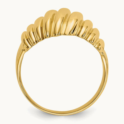 Polished Scalloped Dome Ring, 14K