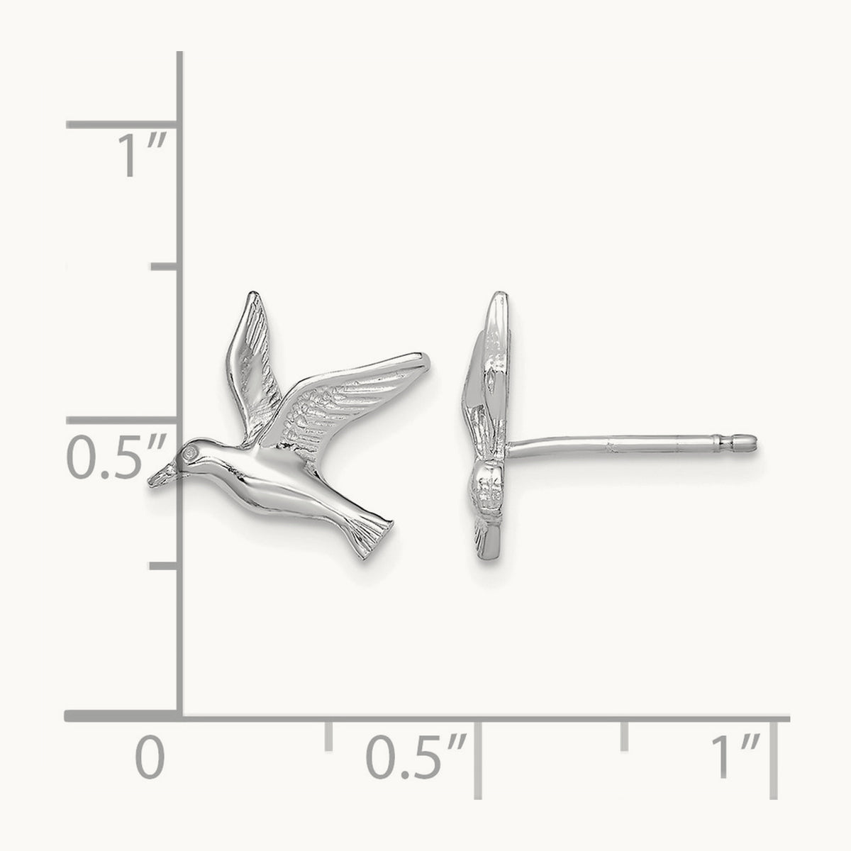 Polished Seagull Post Earrings — 14K White Gold