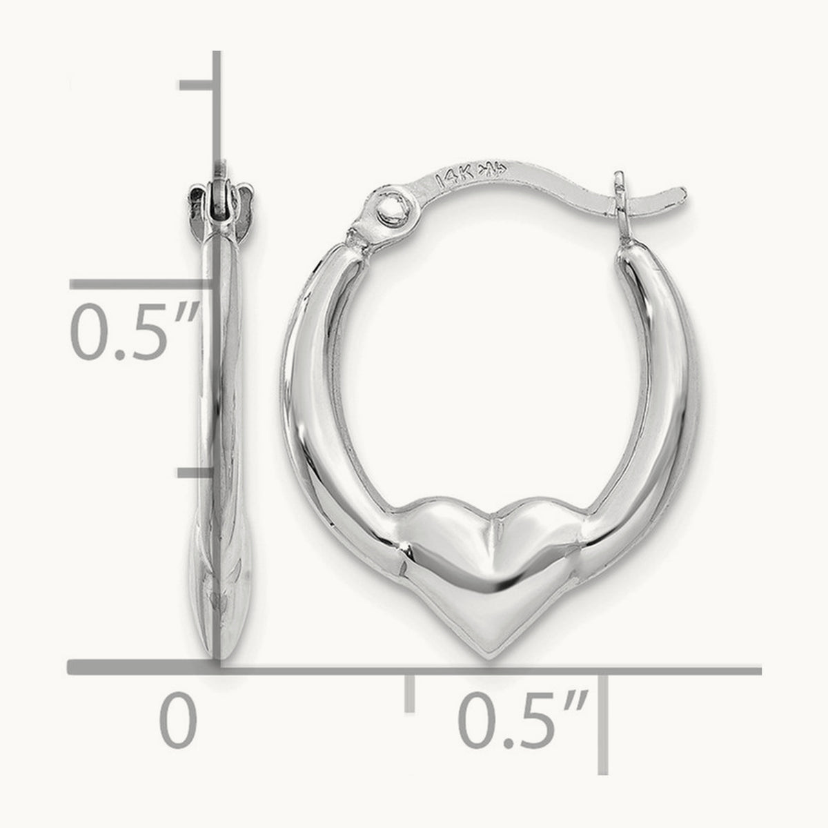 Heart Hoop Earrings — 14K White Gold