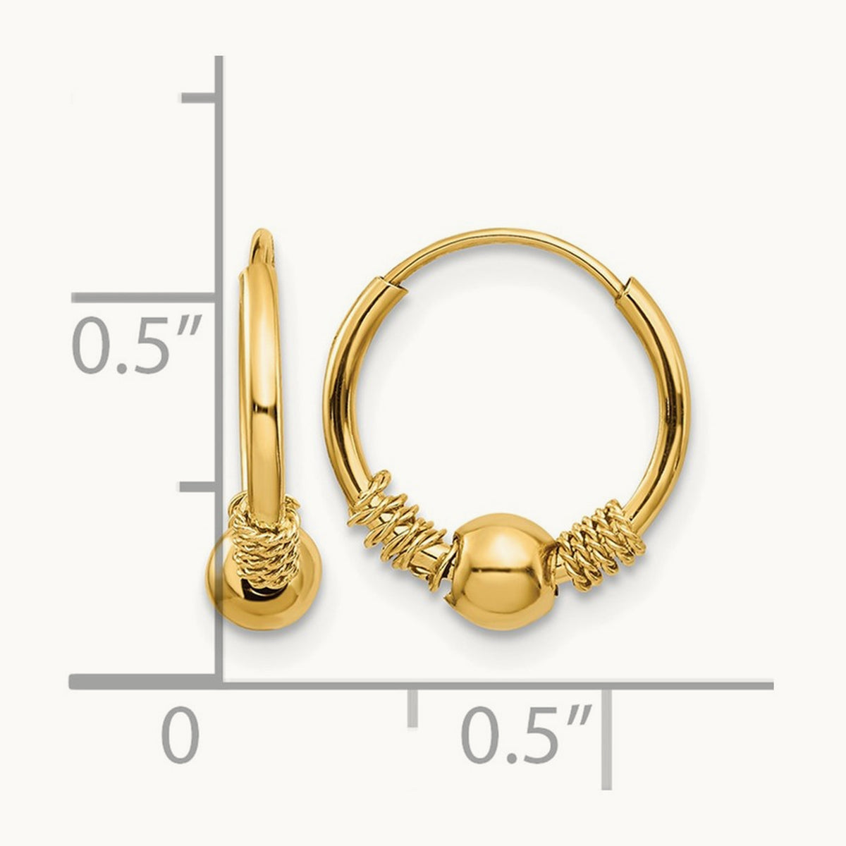 Madi K Endless Hoop w/Bead Earrings, 14K
