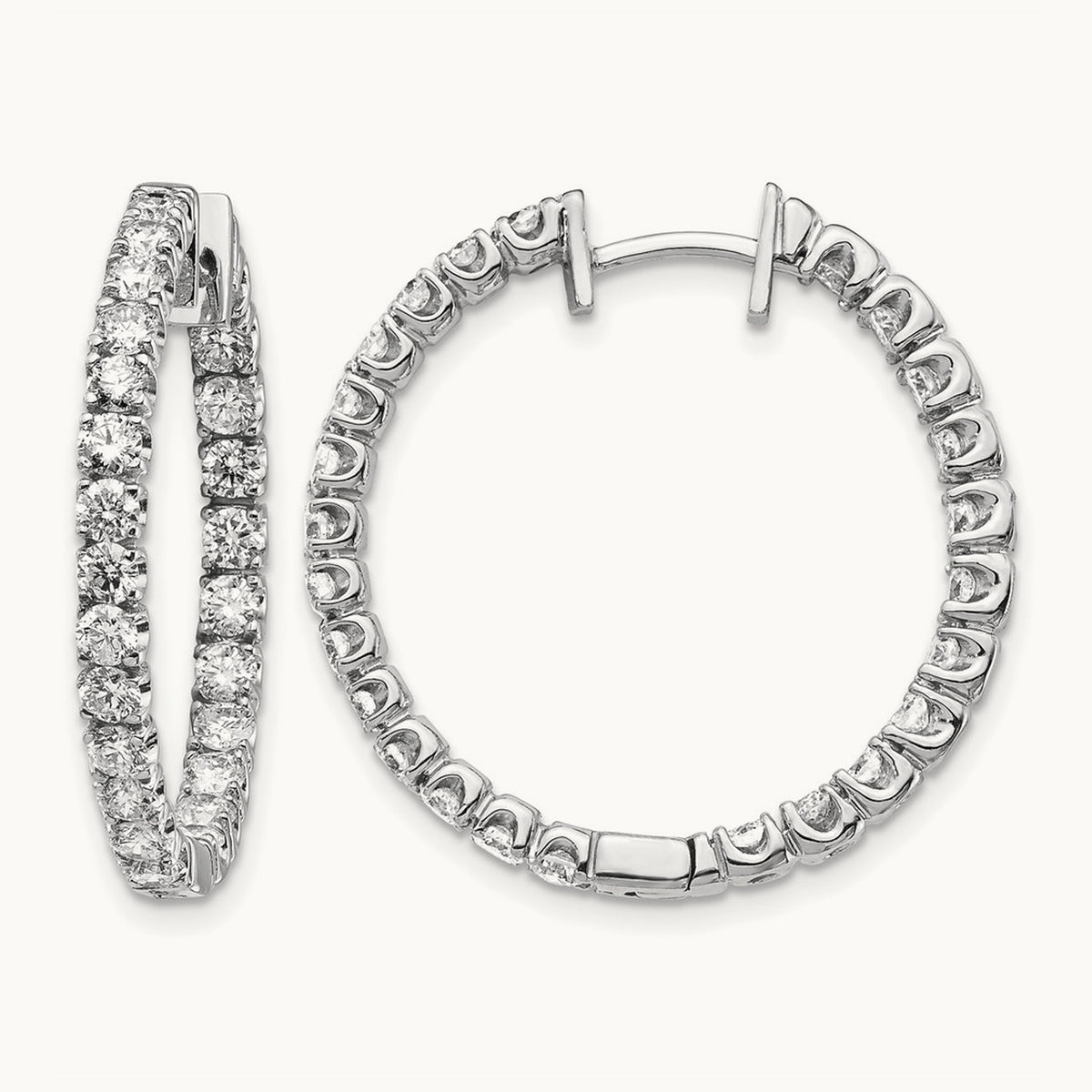 VS Diamond Hinged Hoop Earrings, 14K White Gold
