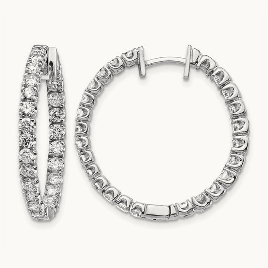VS Diamond Hinged Hoop Earrings, 14K White Gold