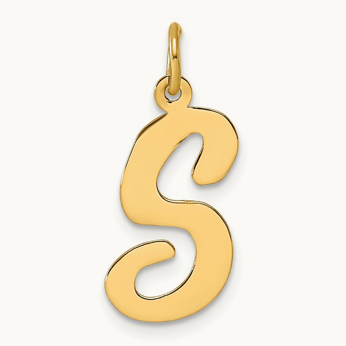 Large Script Initial Charm — 14K Yellow Gold, S
