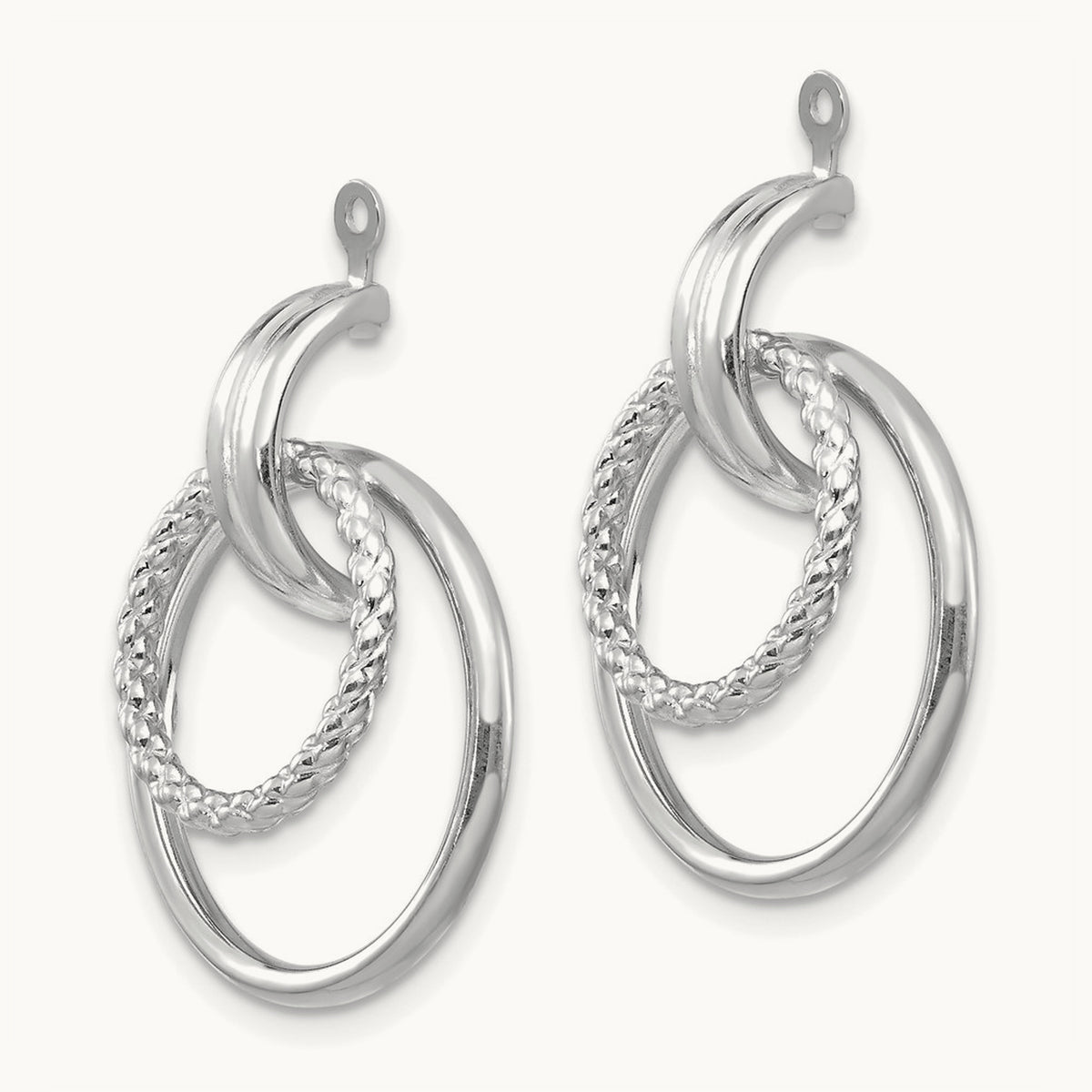 Polished & Twisted Fancy Earring Jackets — 14K White Gold