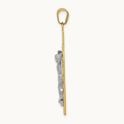 Diamond-cut Crucifix Pendant, 14K Two-tone