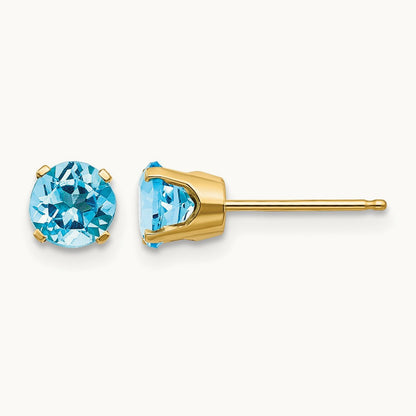 Blue Topaz Earrings - December, 5mm, 14K