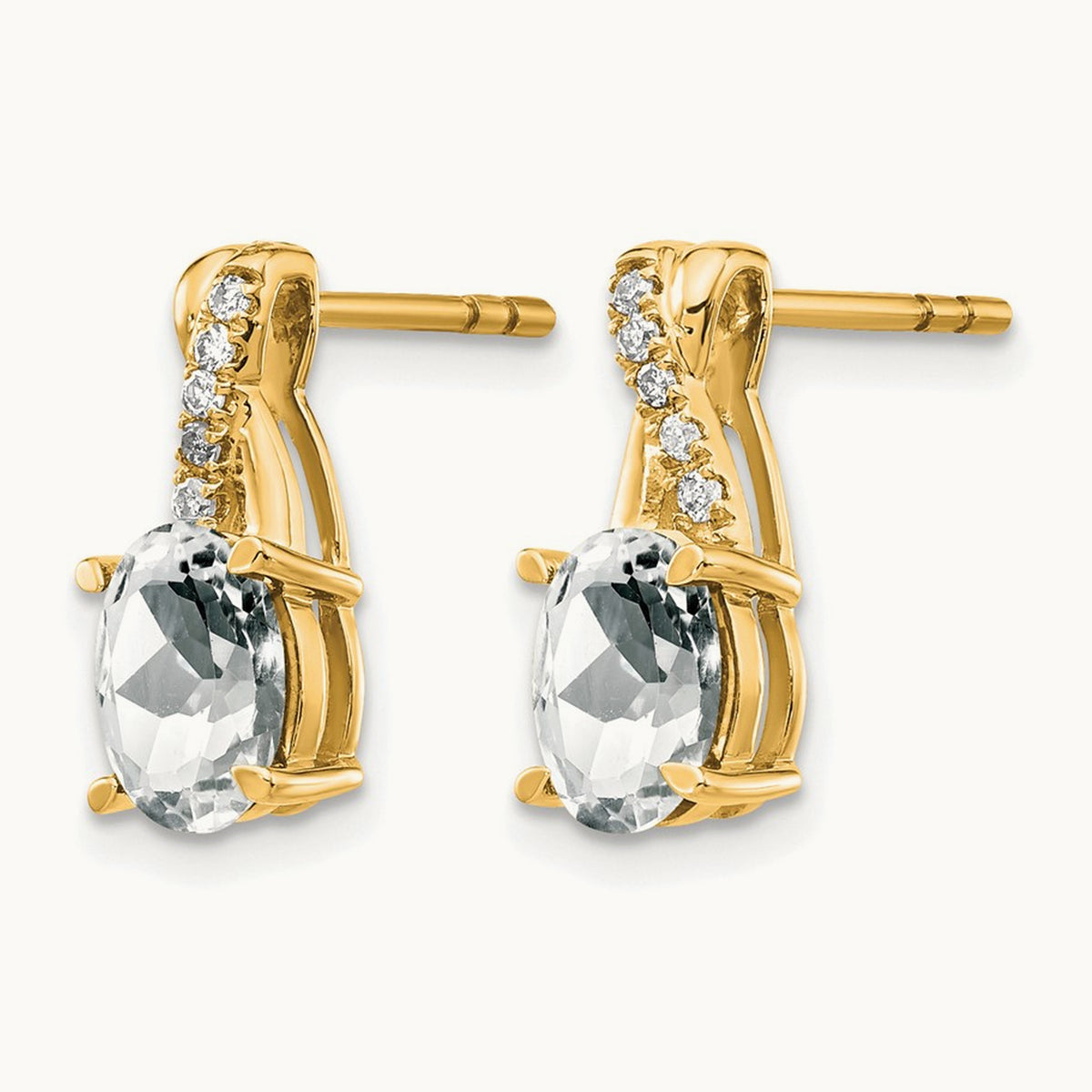Topaz and Diamond Earrings — 14K Yellow Gold