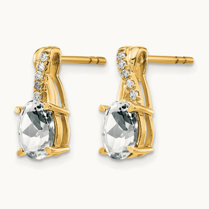 Topaz and Diamond Earrings — 14K Yellow Gold