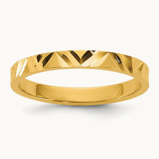 Madi K Diamond-cut Zig-Zag Design Band Baby / Children's Ring, 2mm, 14K