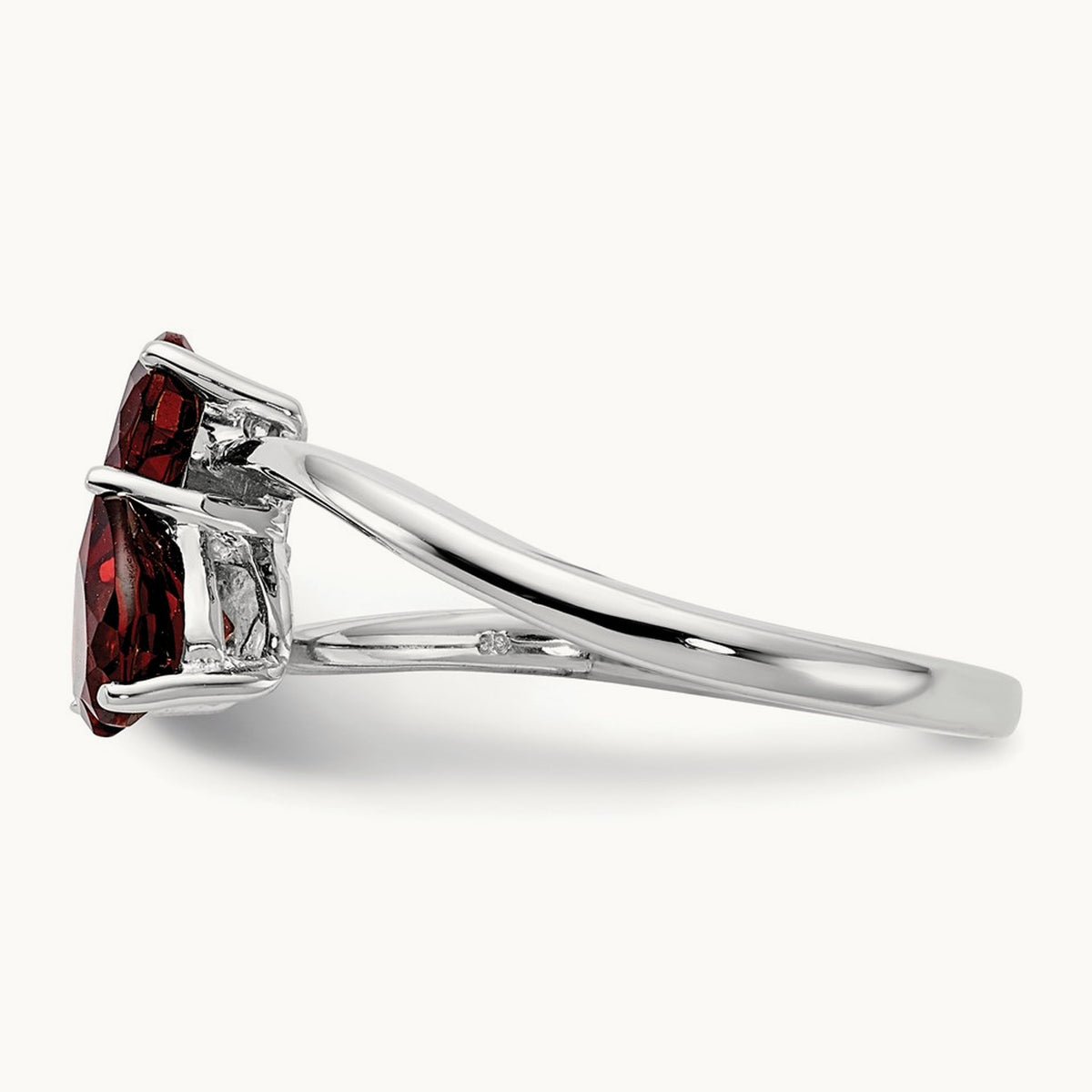 Heart Garnet Ring — 14K White Gold