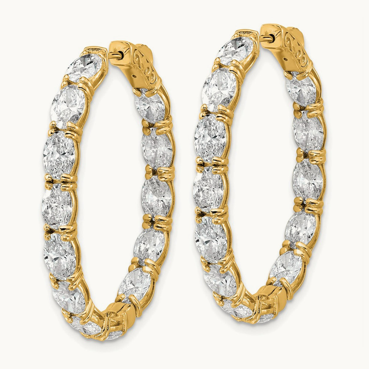 Oval & Round in/Out Hoop Earrings, 8.50 ct tw Lab-Grown Diamond — 14K Yellow Gold