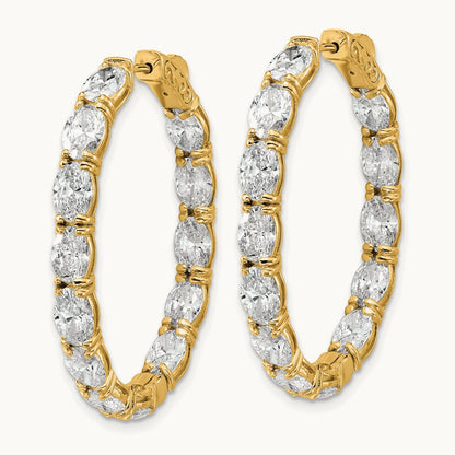 Oval & Round in/Out Hoop Earrings, 8.50 ct tw Lab-Grown Diamond — 14K Yellow Gold
