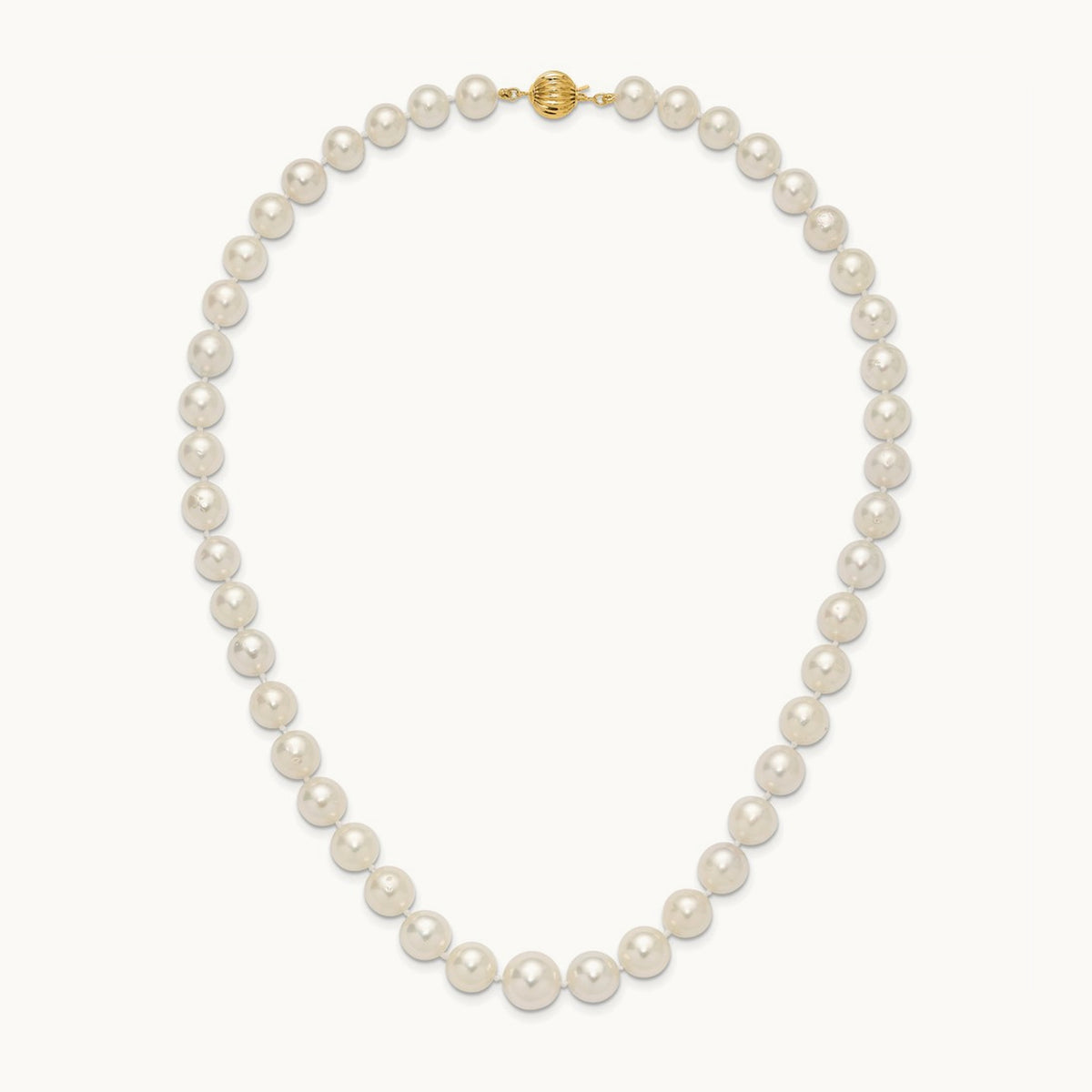 9.5- White Saltwater Cultured South Sea Graduated Pearl Necklace, 12mm, 14K