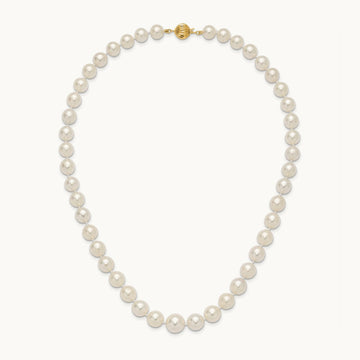 9.5- White Saltwater Cultured South Sea Graduated Pearl Necklace, 12mm, 14K