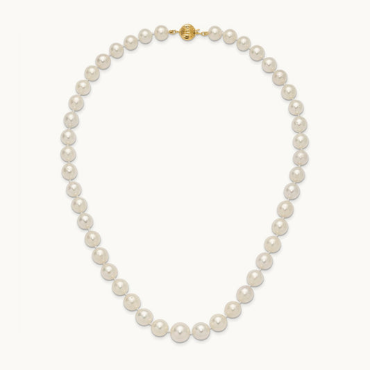 9.5- White Saltwater Cultured South Sea Graduated Pearl Necklace, 12mm, 14K