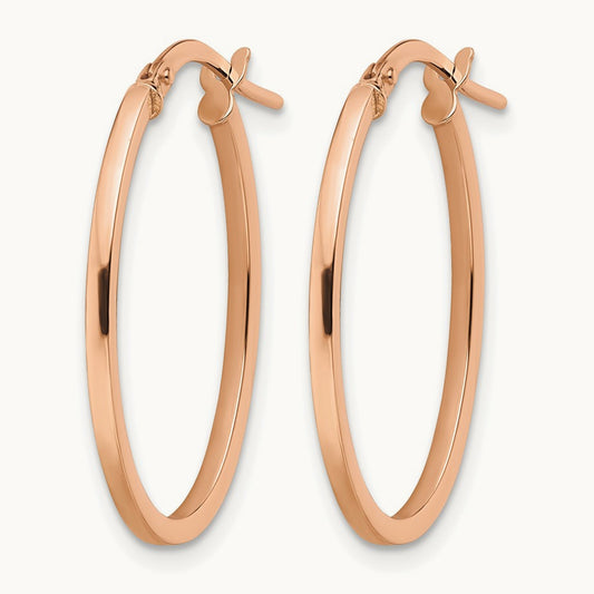 Polished Oval Hoop Earrings, 10K Rose Gold — Leslie's