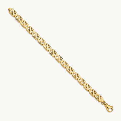 Fancy Link Hand Polished Bracelet, 7.9mm, 14K