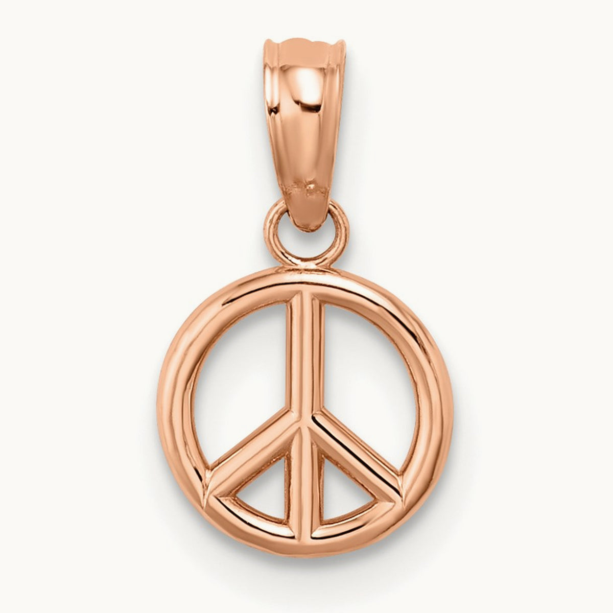 3-D Peace Symbol Charm — 14K Rose Gold, 14mm