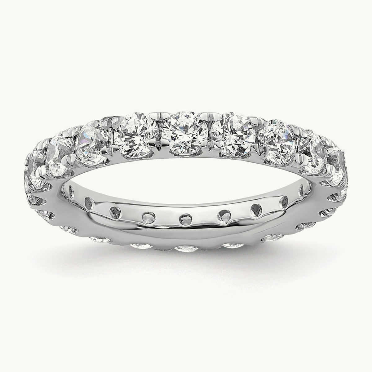 Polished U Shared Prong Diamond Eternity Band, 2.00 ct tw — 14K White Gold