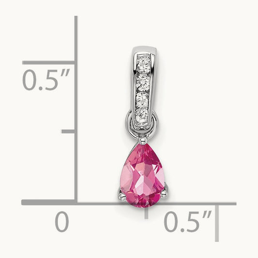 Pear Tourmaline and Diamond Pendant — 14K White Gold