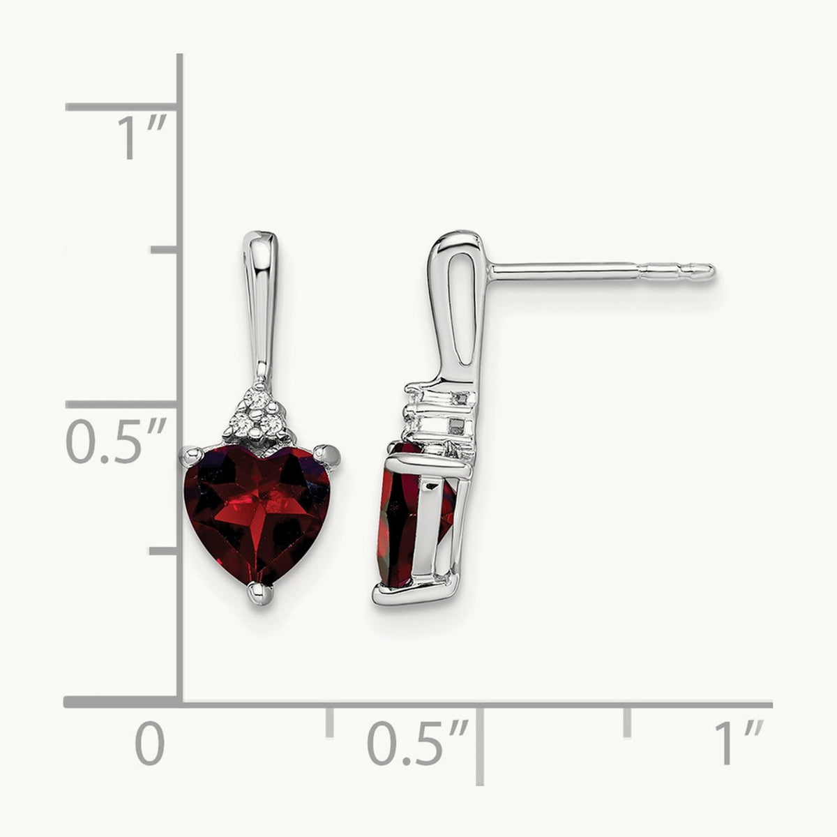 Garnet and Diamond Heart Earrings — photo set