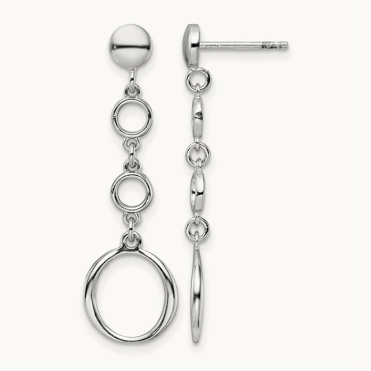 Rhod-plated Post Dangle Earrings, Sterling Silver — Leslie's