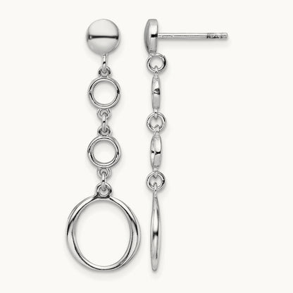 Rhod-plated Post Dangle Earrings, Sterling Silver — Leslie's