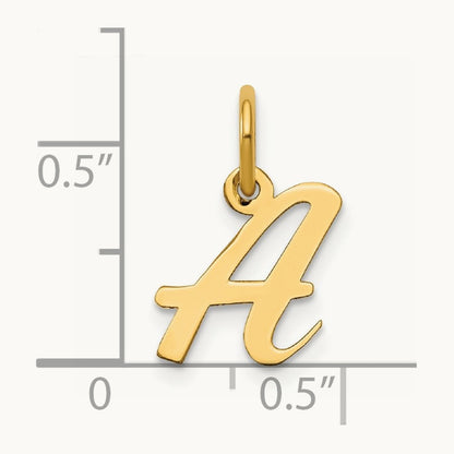 Small Script Letter A Initial Charm, 14K