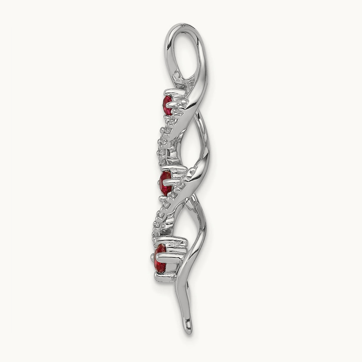 Created Ruby Twist Chain Slide Pendant, 0.07 ct tw Lab-Grown Diamond — 10K White Gold