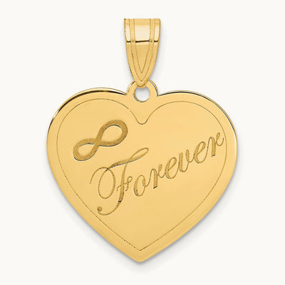 Infinity FOREVER Laser Cut Charm Heart Pendant, 14K