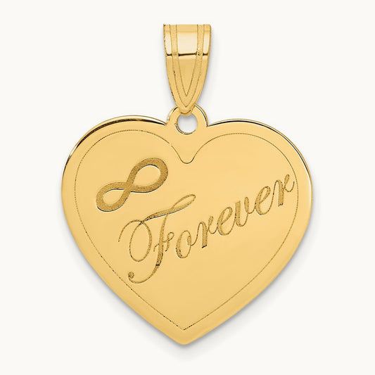 Infinity FOREVER Laser Cut Charm Heart Pendant, 14K