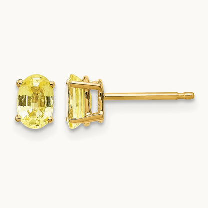 Sapphire Earrings, 14K Yellow