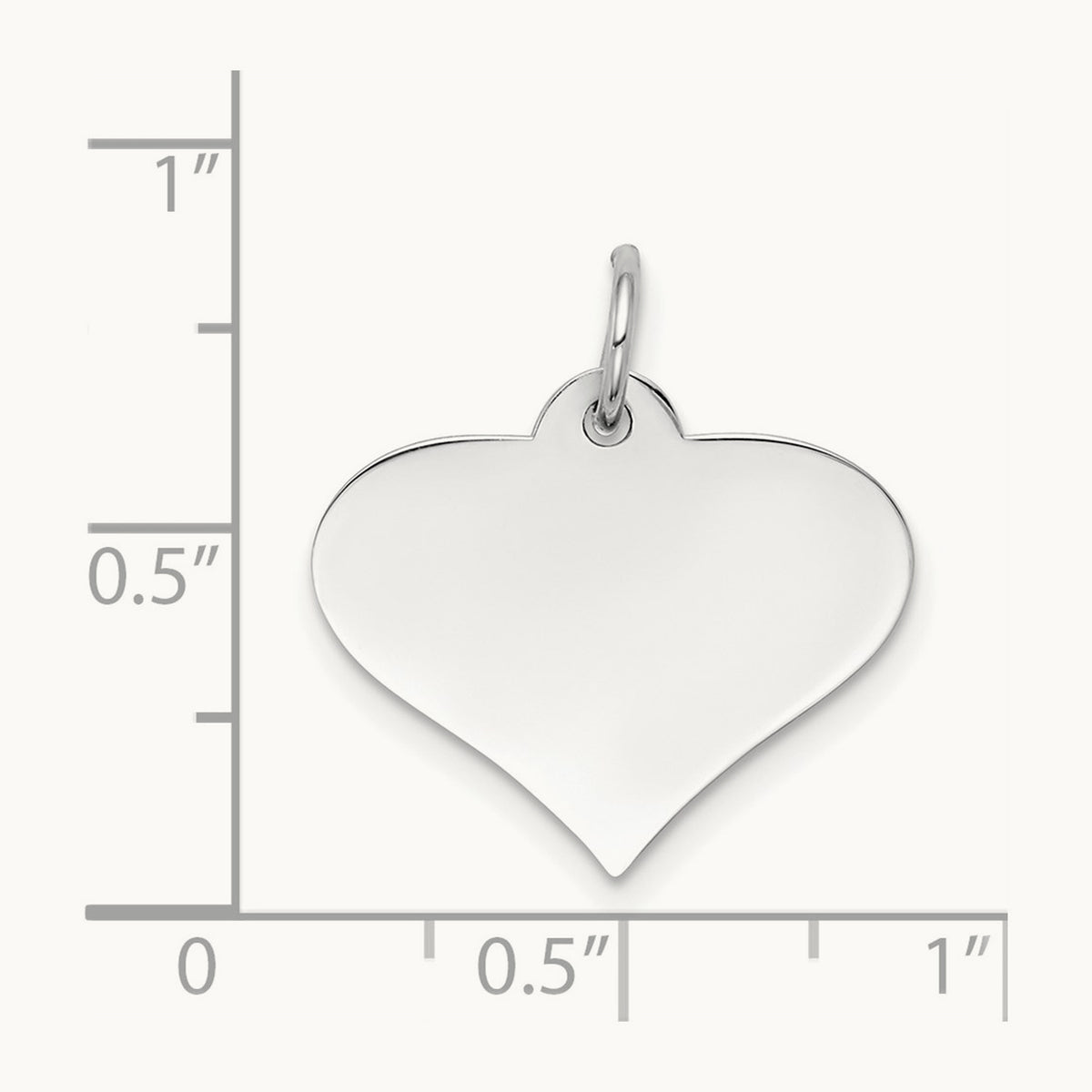 Plain .018 Gauge Engraveable Heart Disc Charm — 14K White Gold, 21mm