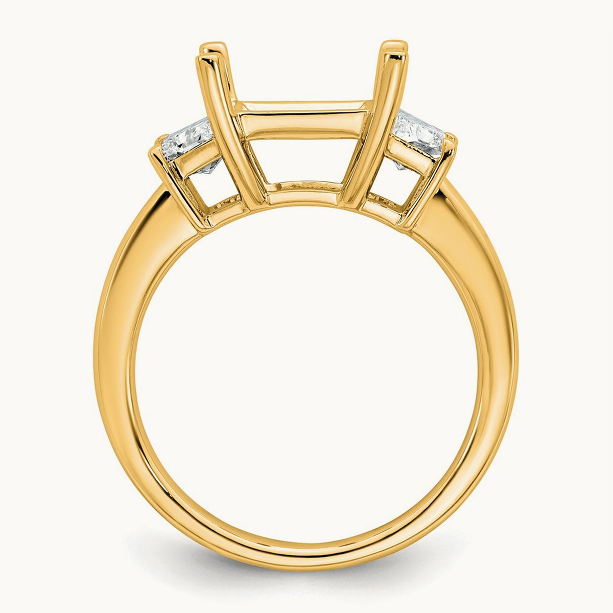 Trapezoid Princess Semi-Mount Engagement Ring — 14K Yellow Gold, 1 ct, 7