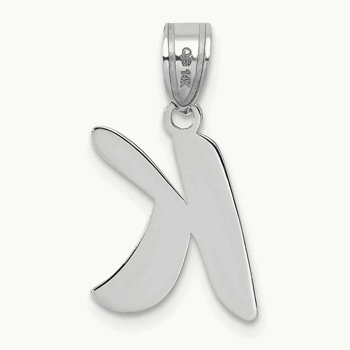 Polished Script Initial Pendant — 14K White Gold, K