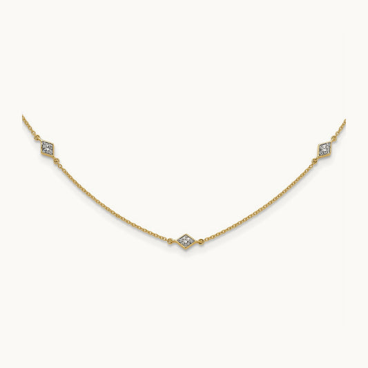 9 Station Necklace, 0.50 ct tw Lab-Grown Diamond — 14K Yellow Gold, Standard